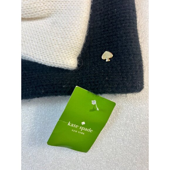 Kate Spade Colorblock Bow Neck Warmer Black & White Wool Blend NWT - Picture 3 of 4